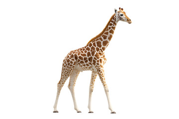 Naklejka premium Majestic giraffe standing tall with beautiful spotted skin makes a striking statement about african wildlife or a themed creative project and offers versatile stock image