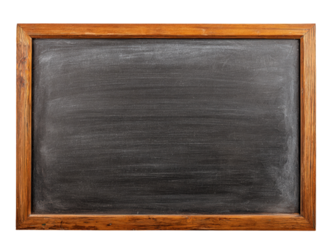 Chalkboard wooden frame blank school board with smudges and texture, education concept