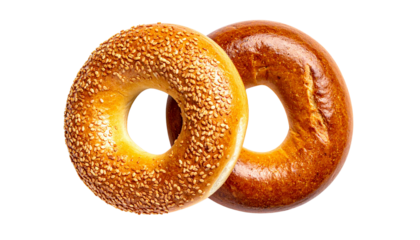 Two Sesame Seed Bagels in Different Styles – isolated on transparent background