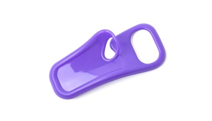 Isolated purple plastic device, flat base with handle and central loop