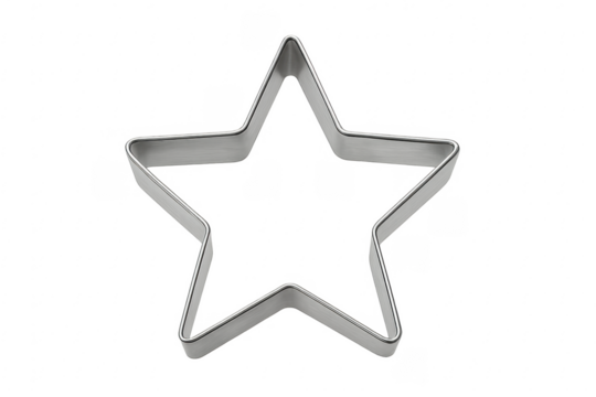 Metal star cookie cutter on transparent background