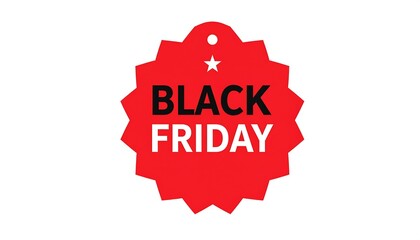 Red tag with white star, announcing an annual shopping event