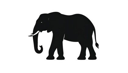 Obraz premium Silhouette of a large elephant walking on a white background