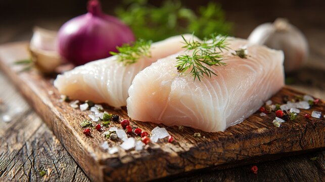 Delicious fillets of pollock or coalfish
