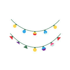 Festive String Lights with Colorful Geometric Shapes for Celebrations.