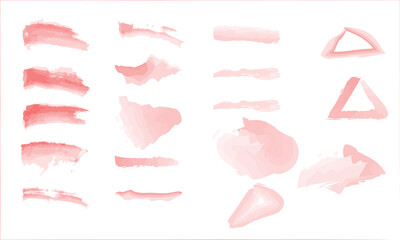 Pink Watercolor Brush Strokes and Abstract Shapes Set – Soft Paint Texture Collection for Design and Decoration