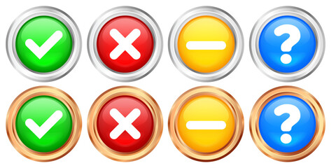 Vector check mark icon. Set of verification icons. Green check mark and red cross. Approval and rejection symbols. Element for your design, website, app, etc.