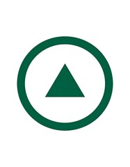 Simple green upward arrow within a green circle on white background