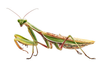 Detailed Close-up of a Praying Mantis Demonstrating Nature's Intricate Design and Graceful Posture in a High Resolution Image Featuring Sharp Details and an Elegant Insect Posing