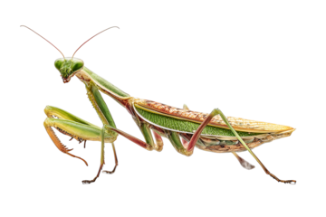 Detailed Close-up of a Praying Mantis Demonstrating Nature's Intricate Design and Graceful Posture in a High Resolution Image Featuring Sharp Details and an Elegant Insect Posing