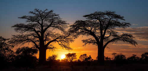 Trees and sunset in Africa, interesting background