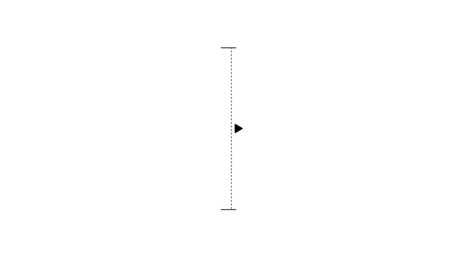 White vertical dotted line measuring height. Minimalist composition of geometric shapes