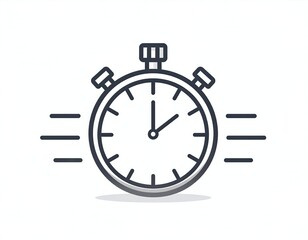 Simple illustration of a stopwatch with motion lines, time-related design