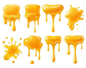 Dripping, shiny honey elements on a black background