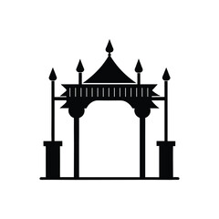 Vector art of silhouette of a traditional thai pavilion or temple entrance