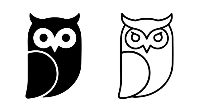 Two owl icons with transparent background