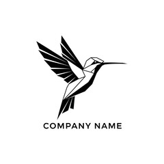 Fototapeta premium Geometric Hummingbird Logo Design with Sharp Lines and Modern Aesthetic.