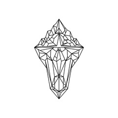Geometric Iceberg Illustration - A Minimalist Design of a Floating Ice Formation.