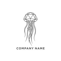 Geometric Jellyfish Logo Design with Elegant Tentacles and Modern Aesthetic.