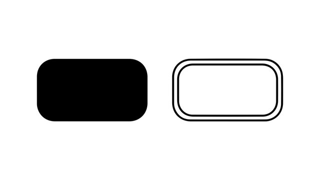Rounded rectangles with outline and solid fill with transparent background