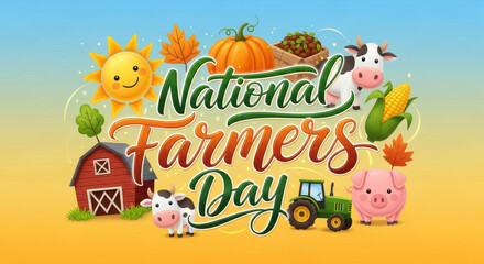 Naklejka premium Festive National Farmers Day illustration