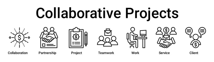 Collaborative Projects banner web icon vector illustration concept for business with icon of Collaboration, Partnership, Project, Teamwork, Work, Service.