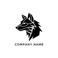 Geometric Wolf Head Logo Design in Black and White, Modern and Minimalist.