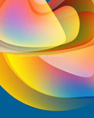 Abstract colorful waves create dynamic background. Smooth gradients blend orange, yellow, blue, pink hues. Modern design element.