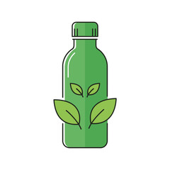 Green Bottle with Leaves - Eco-Friendly and Sustainable Product Concept.