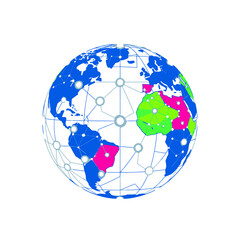 Global Network Connectivity - A World Map with Interconnected Nodes.