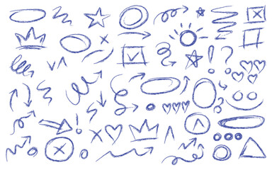 Playful doodle icons art, Whimsical sketch line set, Cute pastel outline design