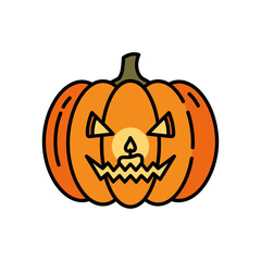 Halloween Pumpkin with Candlelight Face, Festive Autumn Decoration.
