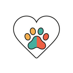 Heart with Paw Print - Symbol of Animal Love and Care.