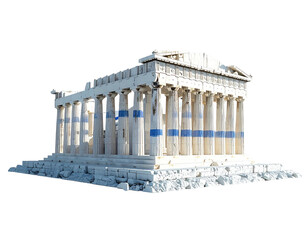 Obraz premium Classical white stone temple on a raised platform, with columns and a rectangular roof