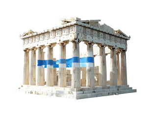 Obraz premium Architectural model of a classical Greek temple, showcasing columns and a roof