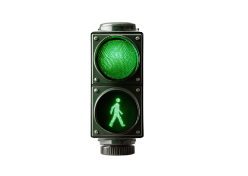 Pedestrian light is green, allowing to cross