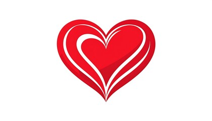 Stylized red heart symbol with layered white accents, isolated on white