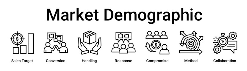 Market Demographic banner web icon vector illustration concept for business with icon of Sales Target, Conversion, Handling, Response, Compromise, Method.