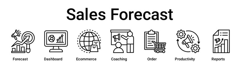Sales Forecast banner web icon vector illustration concept for business with icon of Forecast, Dashboard, Ecommerce, Coaching, Order, Productivity.