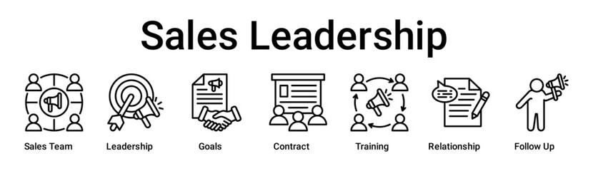 Sales Leadership banner web icon vector illustration concept for business with icon of Sales Team, Leadership, Goals, Contract, Training, Relationship, Follow .