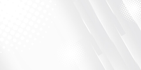 Modern background geometric and design light gray and white color scheme. Radial halftone pattern light gray dots. Bars with subtle gradient giving layered speed technology and movement