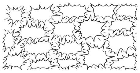 Hand drawn crayon speech bubbles set. Brushstroke texture comic bubbles. Vector EPS 10