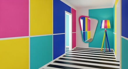 Obraz premium vibrant colorful modern hallway interior design