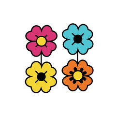 Vibrant Flat Design Flowers Illustration Set