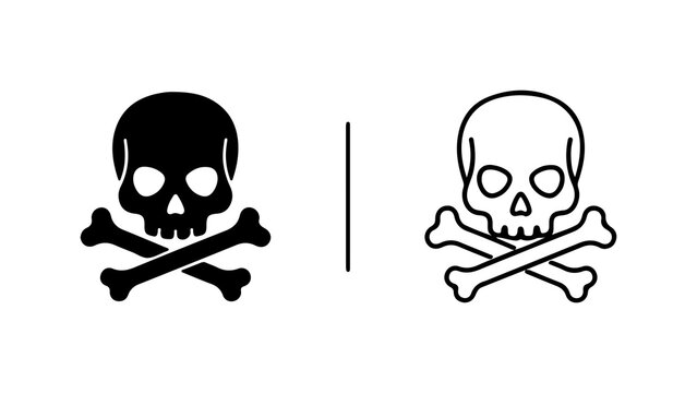 Skull and crossbones icon with transparent background