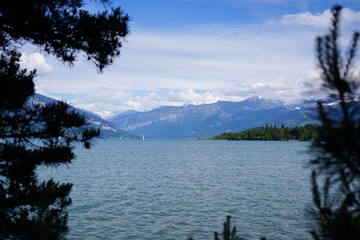 Scenic view of Lake Thun, Switzerland