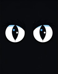 Obraz premium Stylized illustration of feline eyes gazing from a dark background