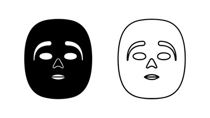 Abstract faces with minimalist line art and transparent background