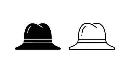 Bucket hats outline and filled with transparent background