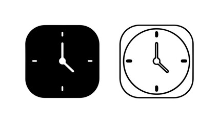 Wall clocks with outline and solid fill with transparent background